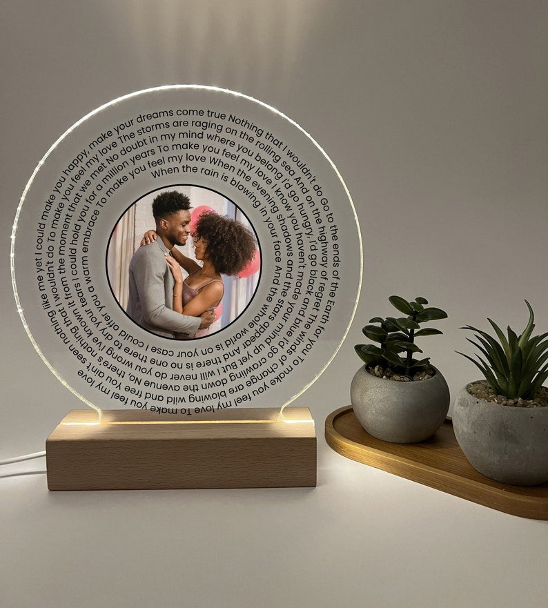 Personalized Vinyl Record Lyrics Print Picture LED Light for Anniversary Wedding Couple Gift