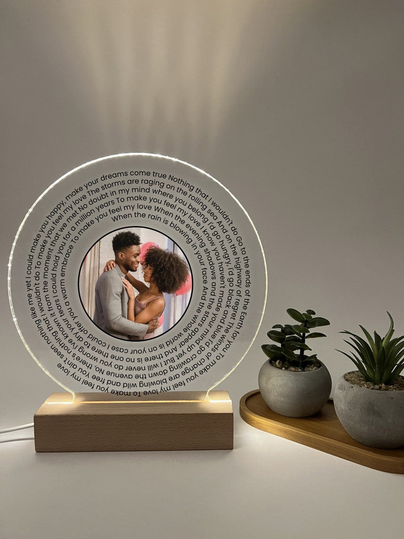 Personalized Vinyl Record Lyrics Print Picture LED Light for Anniversary Wedding Couple Gift