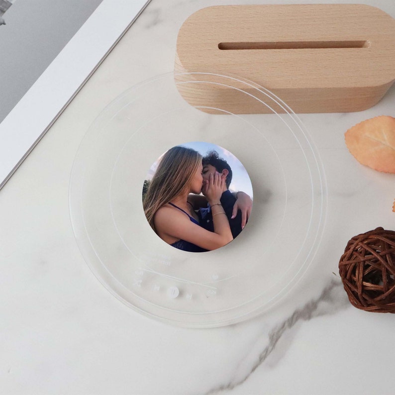 Personalized Photo Vintage Record Styling Night Light Romantic Valentines Gift for Couples