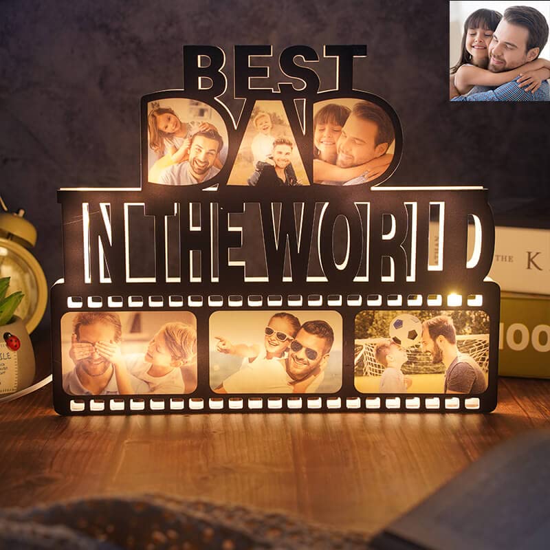 Personalized Best DAD in The World Photo Light Custom DAD Gifts for Father Day from Daughter Son
