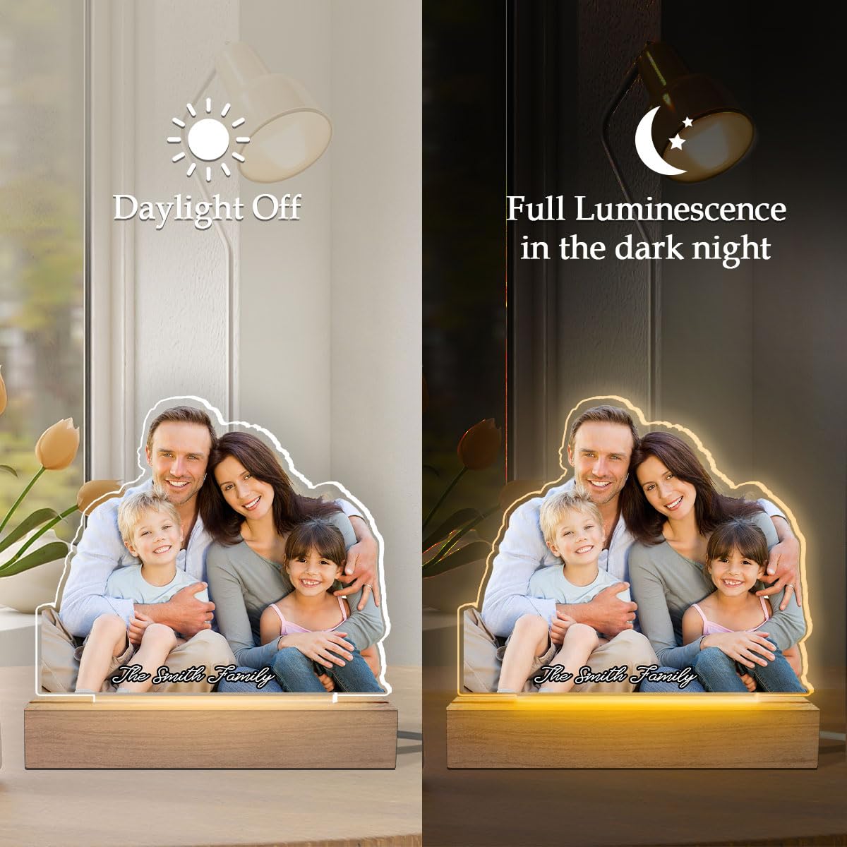 Custom Family Picture Night Light for Bedroom Decor Gifts for Family Anniversary Birthday Gifts for Parents