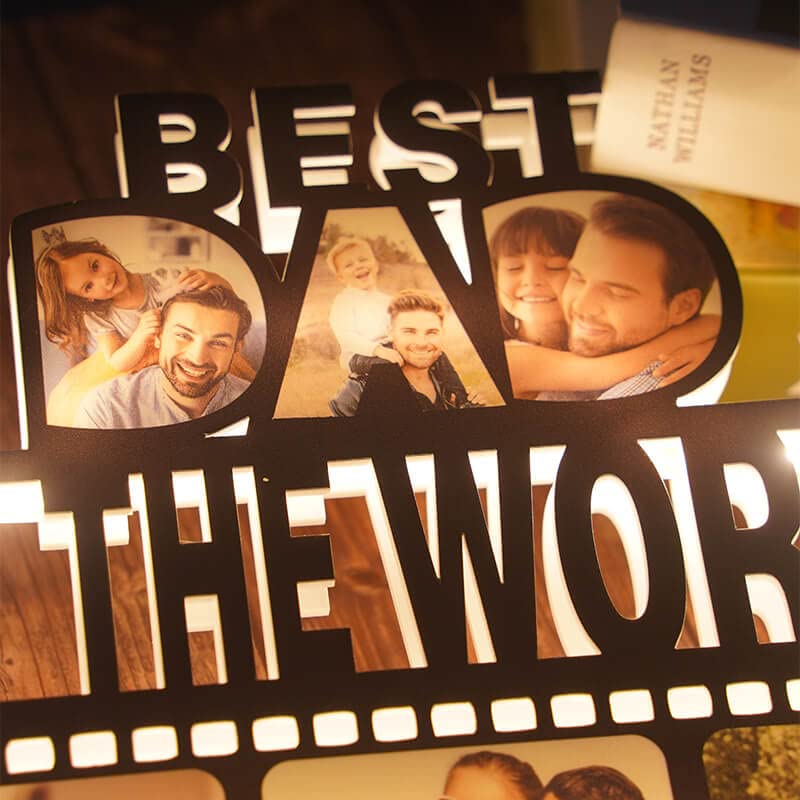 Personalized Best DAD in The World Photo Light Custom DAD Gifts for Father Day from Daughter Son