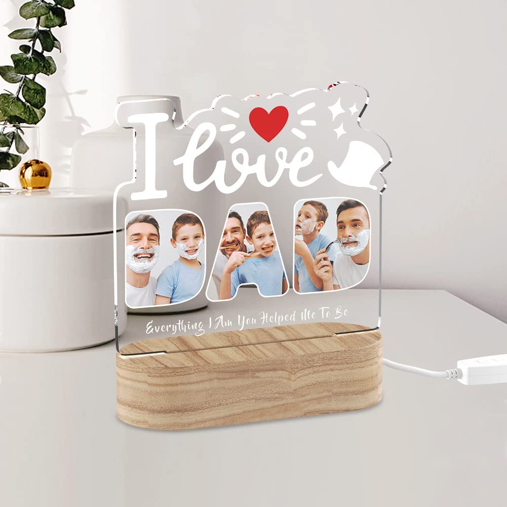 Personalized Gifts for Dad Custom Night Lights with Picture Text Dad Gifts for Father's Day Birthday