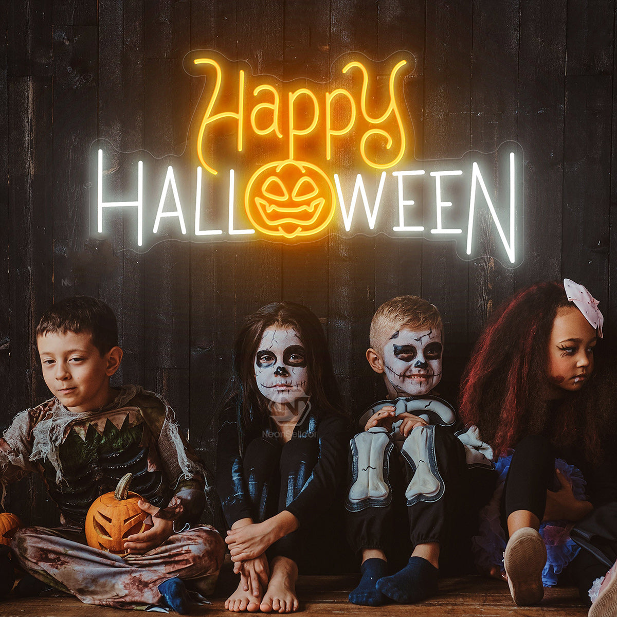 NEONIP-100% Handmade Happy Halloween Neon Sign, Pumpkin Decor