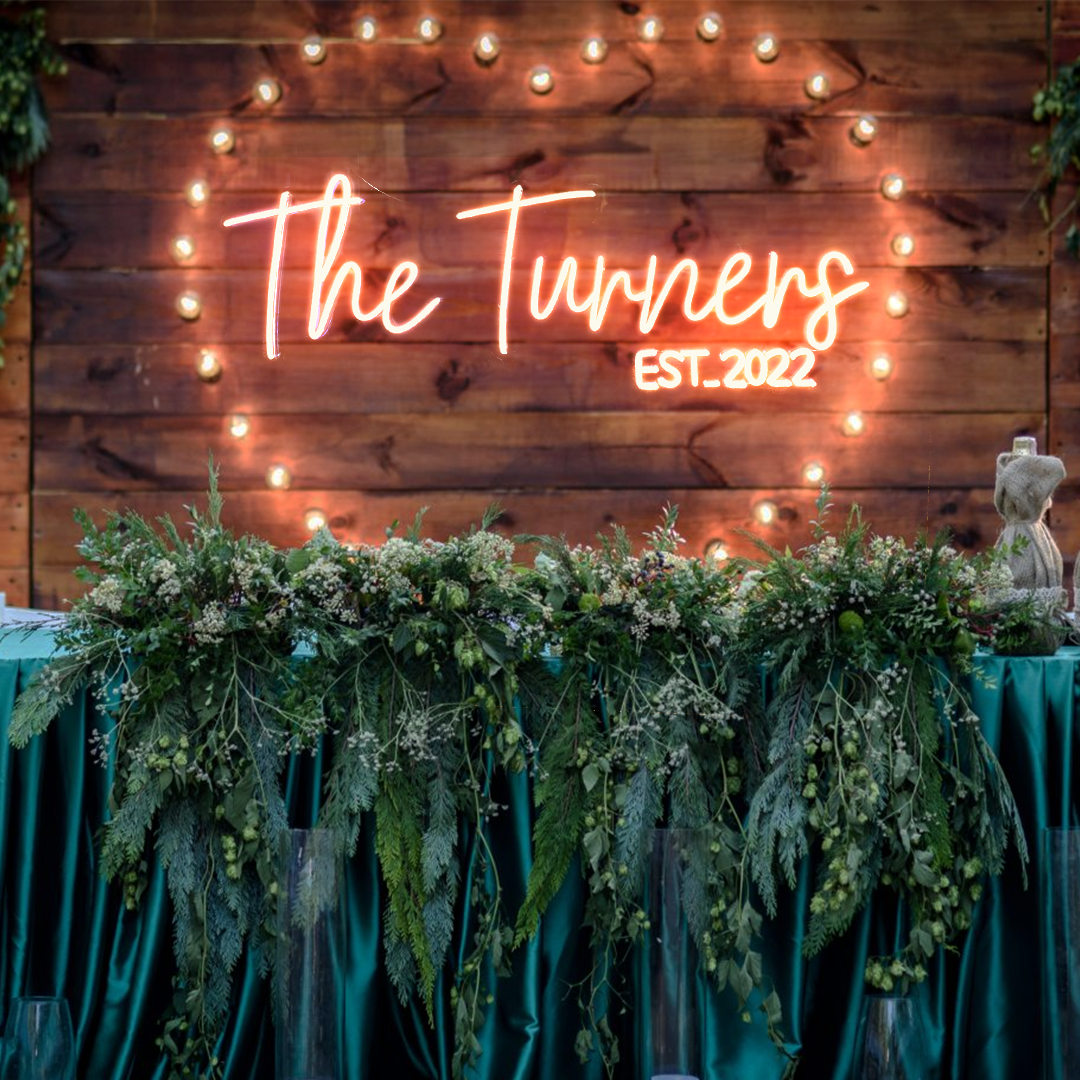 NEONIP-Personalized 100% Handmade Wedding LED Neon Sign with Your Family Name and Establish Date