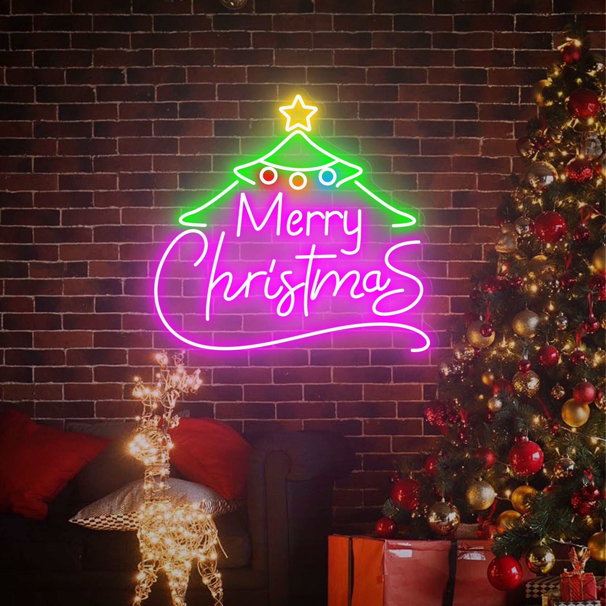 NEONIP-100% Handmade Merry Christmas Neon Sign Business Decorations