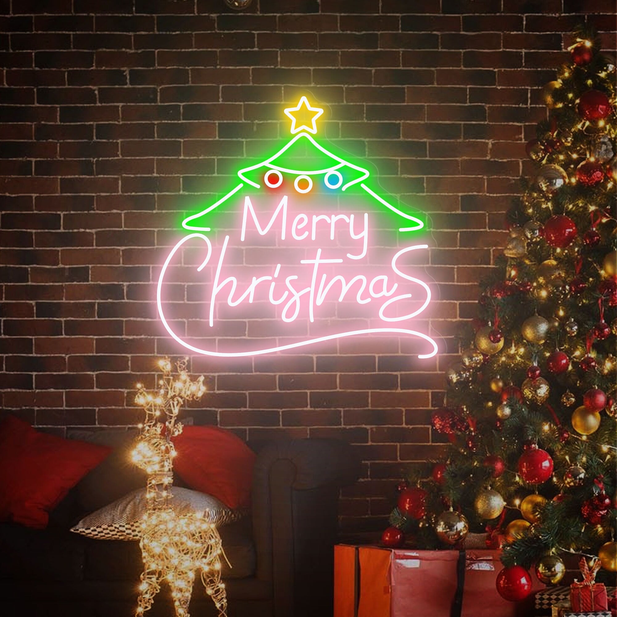 NEONIP-100% Handmade Merry Christmas Neon Sign Business Decorations