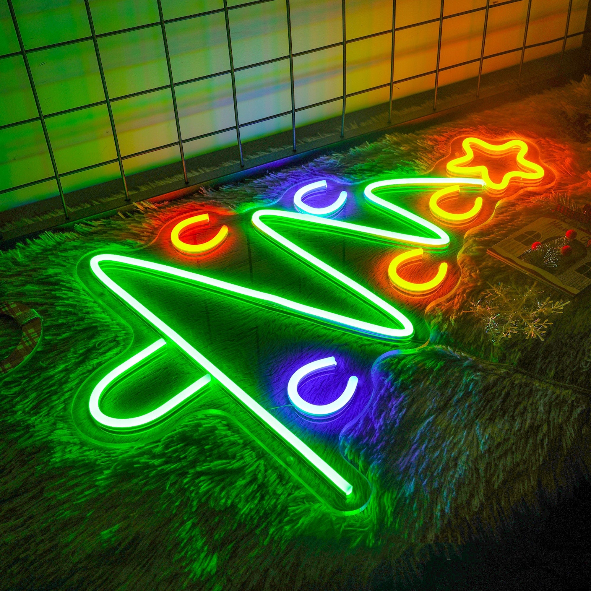NEONIP-100% Handmade Merry Christmas Tree Xmas Neon Sign Led Sign for Christmas Eve