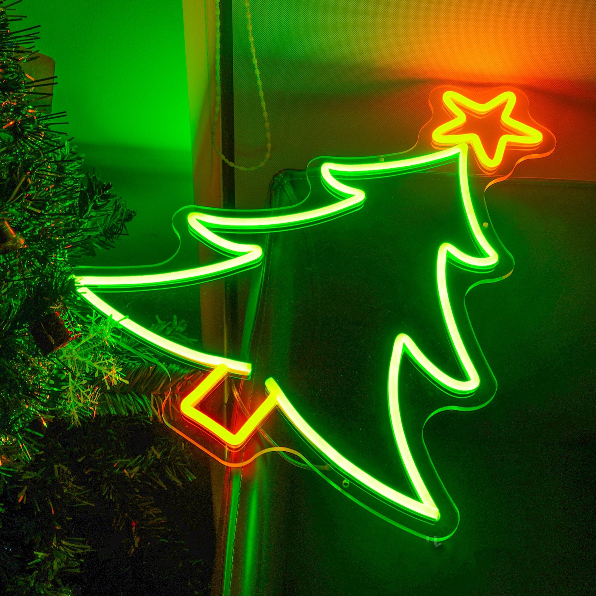 NEONIP-100% Handmade Merry Christmas Tree Xmas Neon Sign Led Sign for Christmas Eve