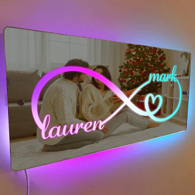 NEONIP-100% Handmade Personalised Name Mirror Light Personalized Couple Christmas Gift