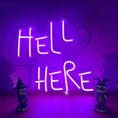 NEONIP-100% fatto a mano Hello There, Hell Here Insegna al neon, luci decorative di Halloween