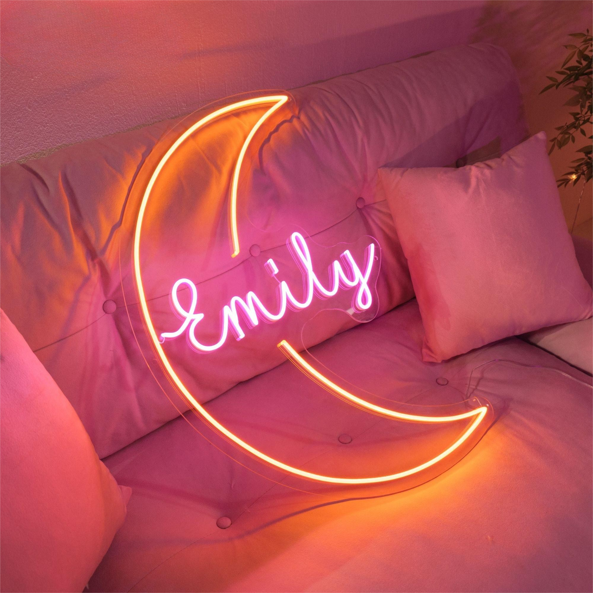 NEONIP-Personalized 100% Handmade Moon LED Neon Sign with You Kid's Name
