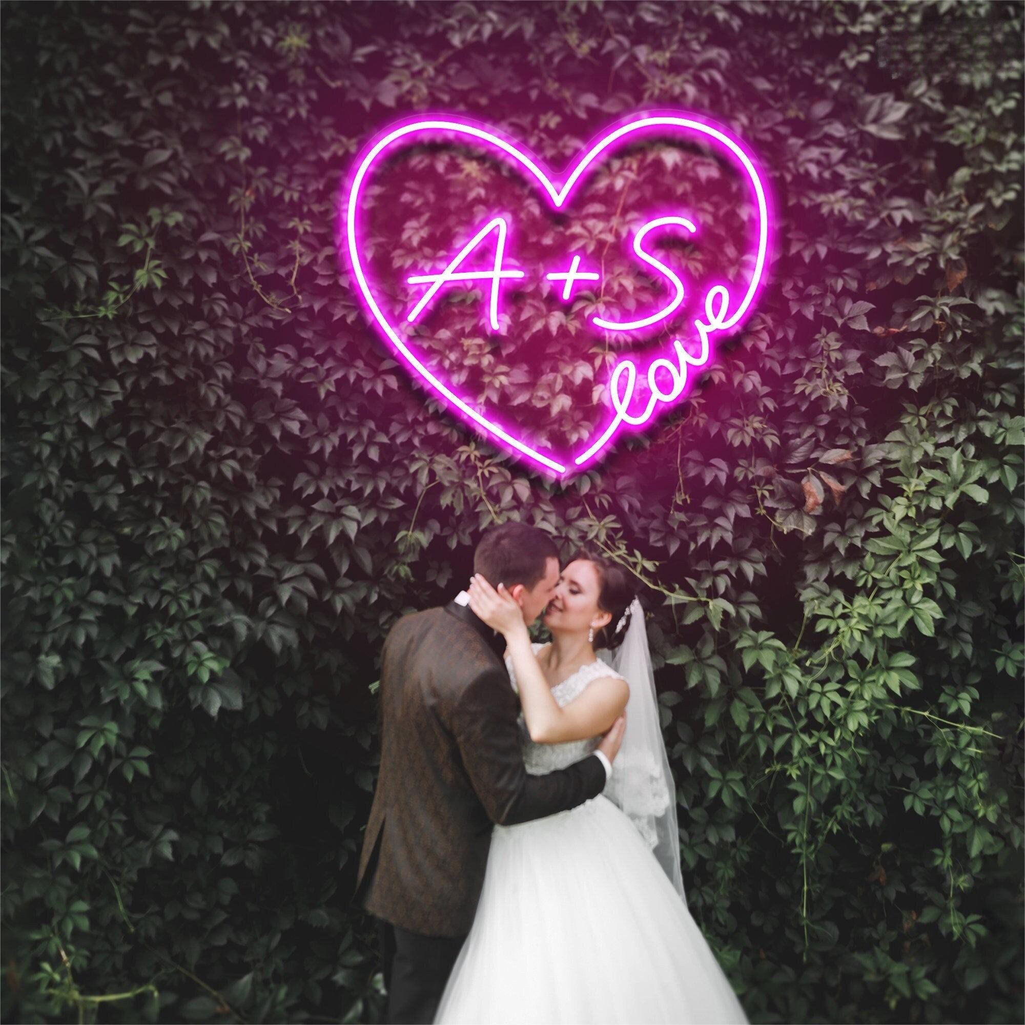 NEONIP-Personalized 100% Handmade Wedding LED Neon Sign with Love Heart and Your Initial Letters