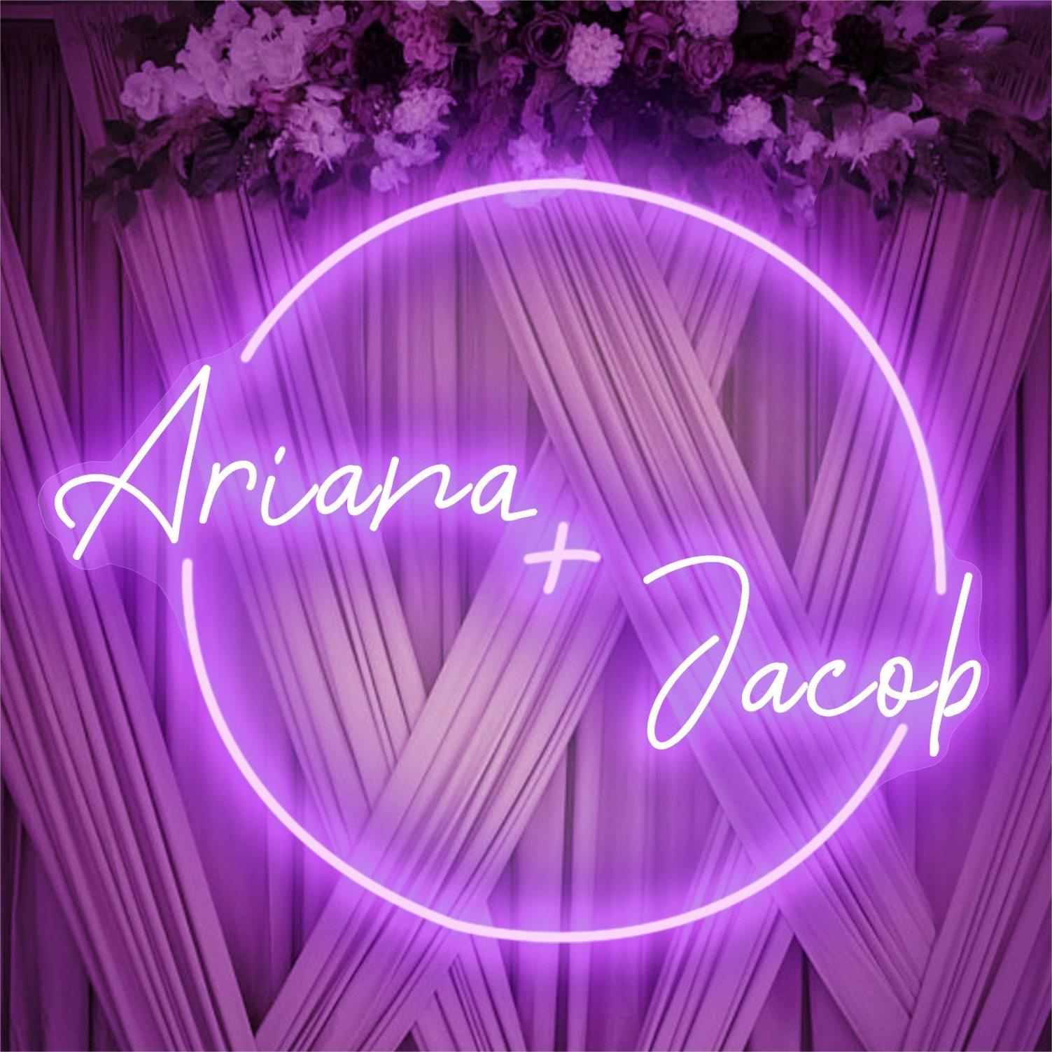 NEONIP-Personalized 100% Handmade Wedding LED Neon Sign with Circle and Your Names