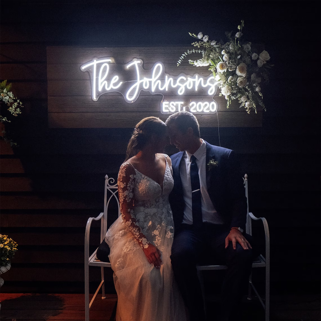 NEONIP-Personalized 100% Handmade Wedding LED Neon Sign with Your Family Name and EST Date