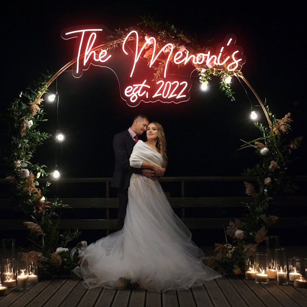 NEONIP-Personalized 100% Handmade Wedding LED Neon Sign with Family Name and EST Date