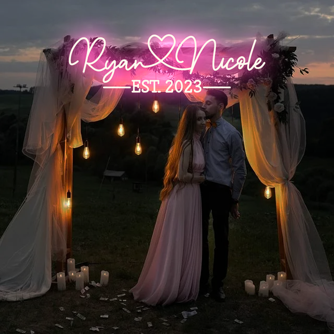 NEONIP-Personalized 100% Handmade Wedding LED Neon Sign with Your Names and Date