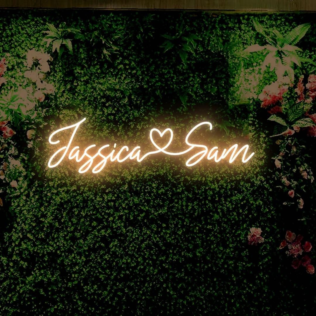 NEONIP-Personalized 100% Handmade Wedding LED Neon Sign with Your First Names and Love Heart
