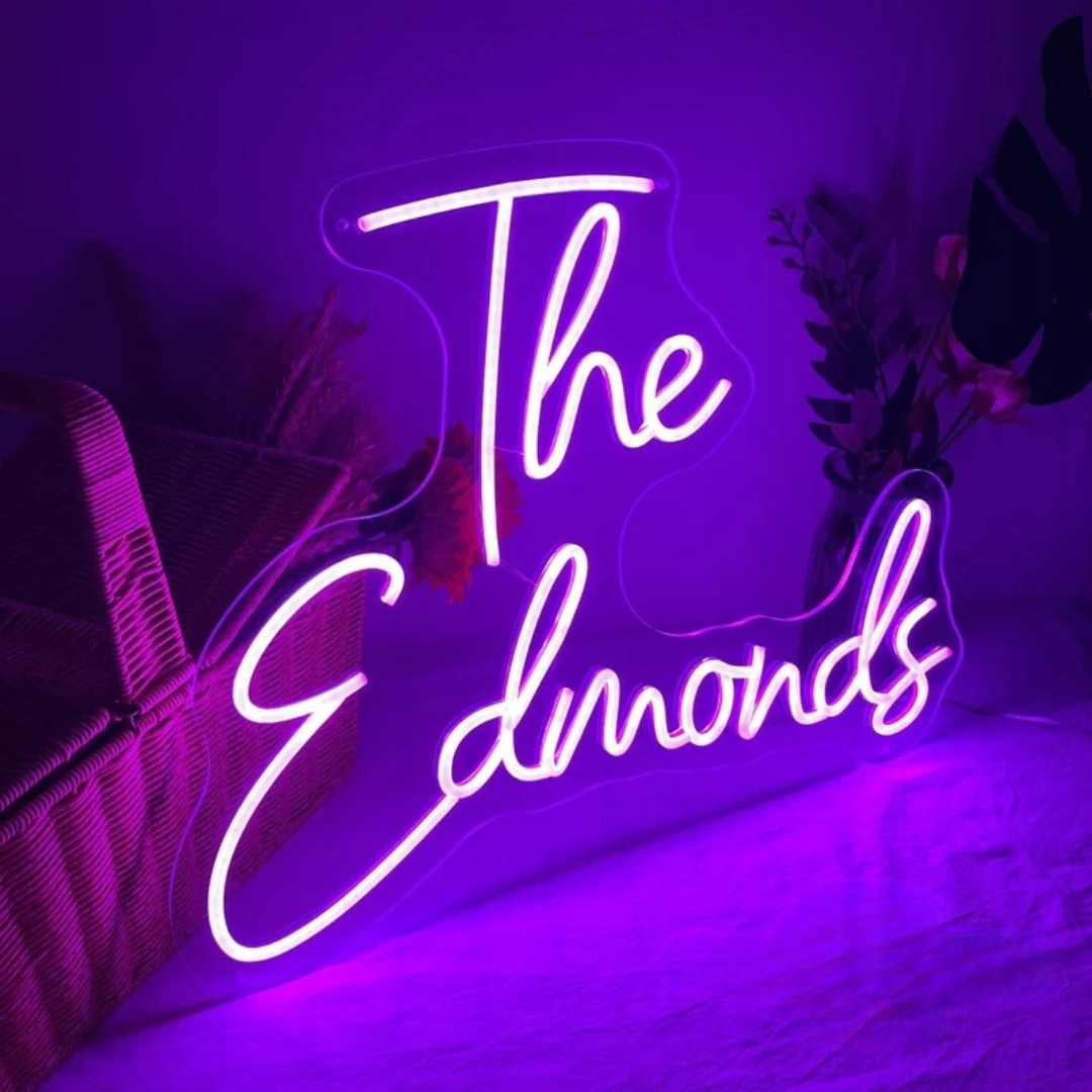 NEONIP-Personalized 100% Handmade Two Lines Wedding LED Neon Sign with Your Family Name