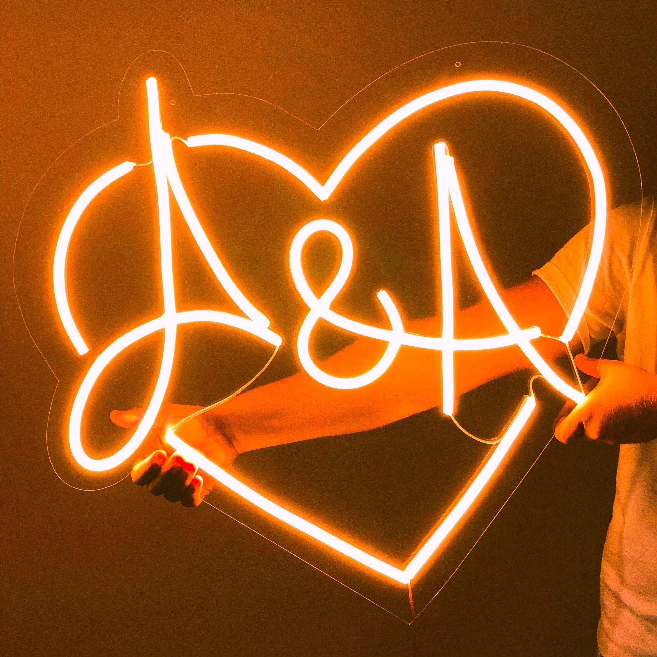 NEONIP-Personalized 100% Handmade Wedding LED Neon Sign with Heart and Your Initial Letters
