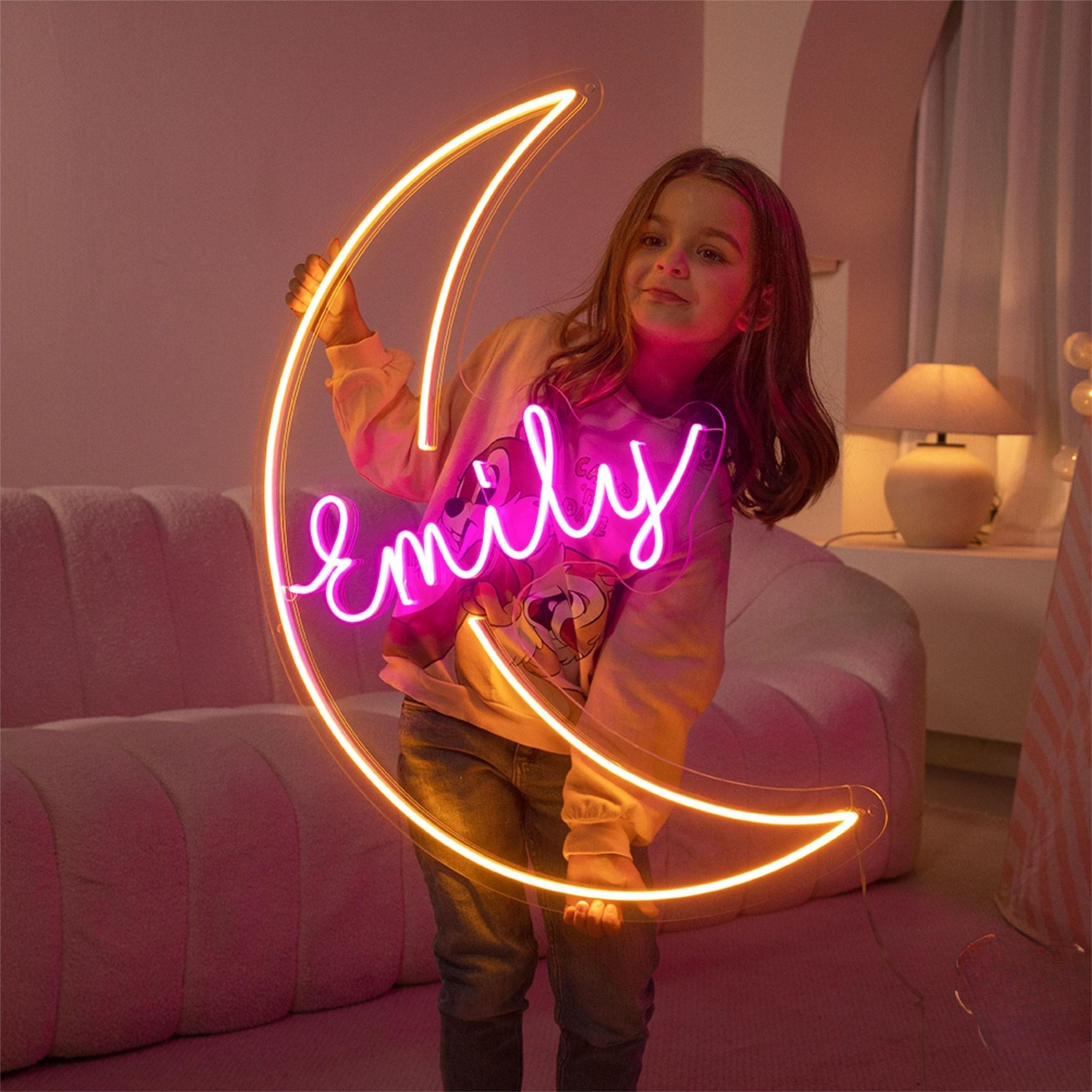 NEONIP-Personalized 100% Handmade Moon LED Neon Sign with You Kid's Name