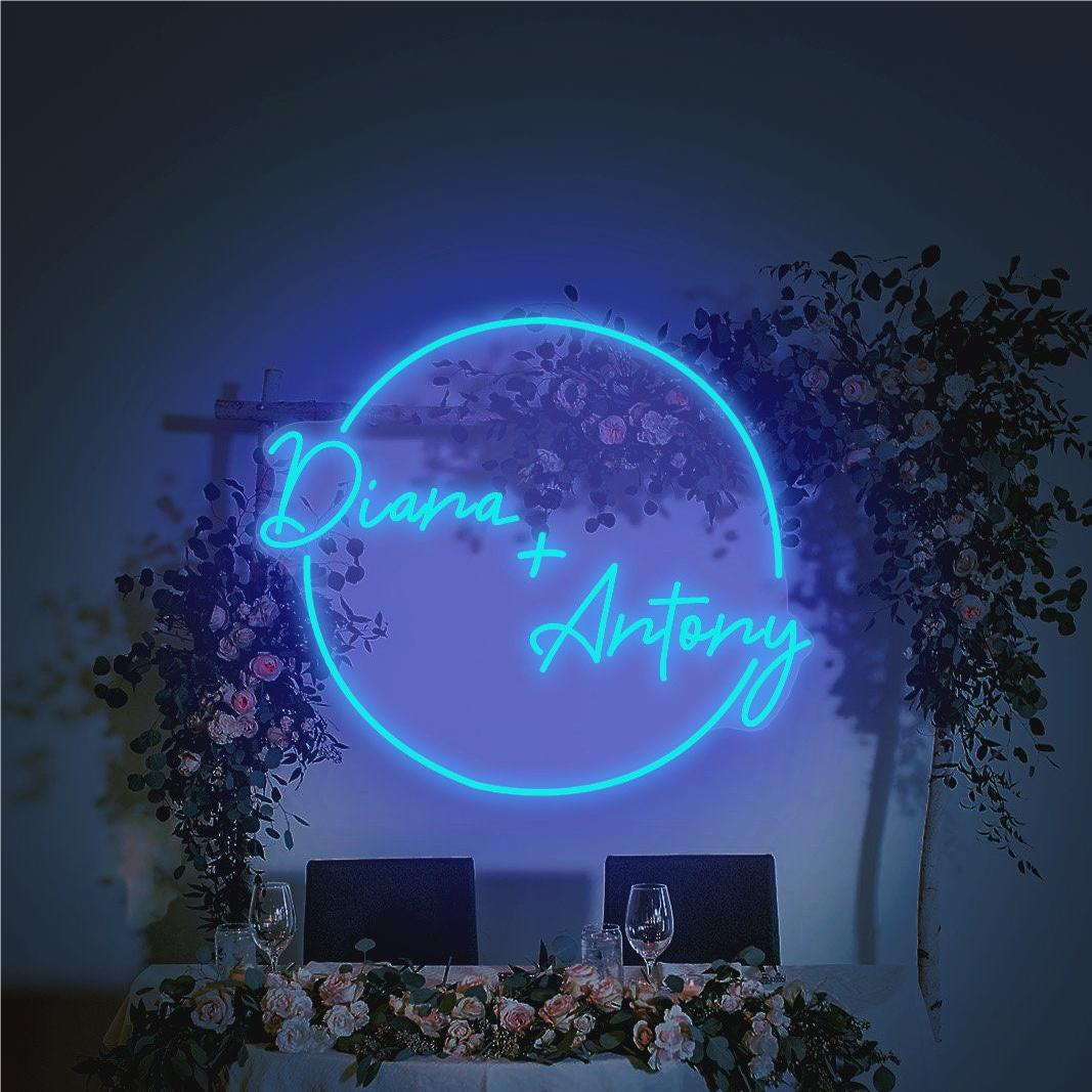 NEONIP-Personalized 100% Handmade Wedding LED Neon Sign with Circle and Your Names