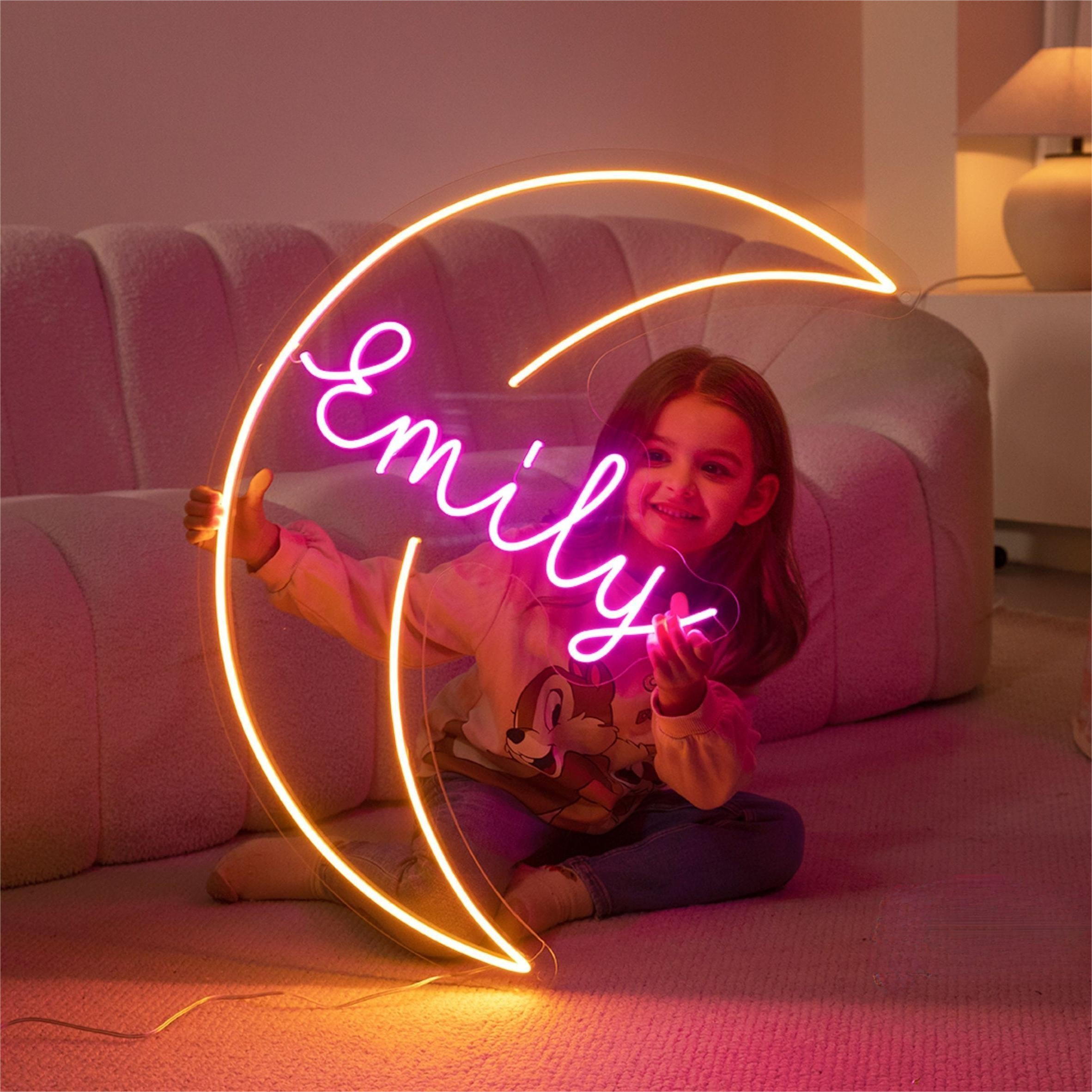 NEONIP-Personalized 100% Handmade Moon LED Neon Sign with Your Kid's Name