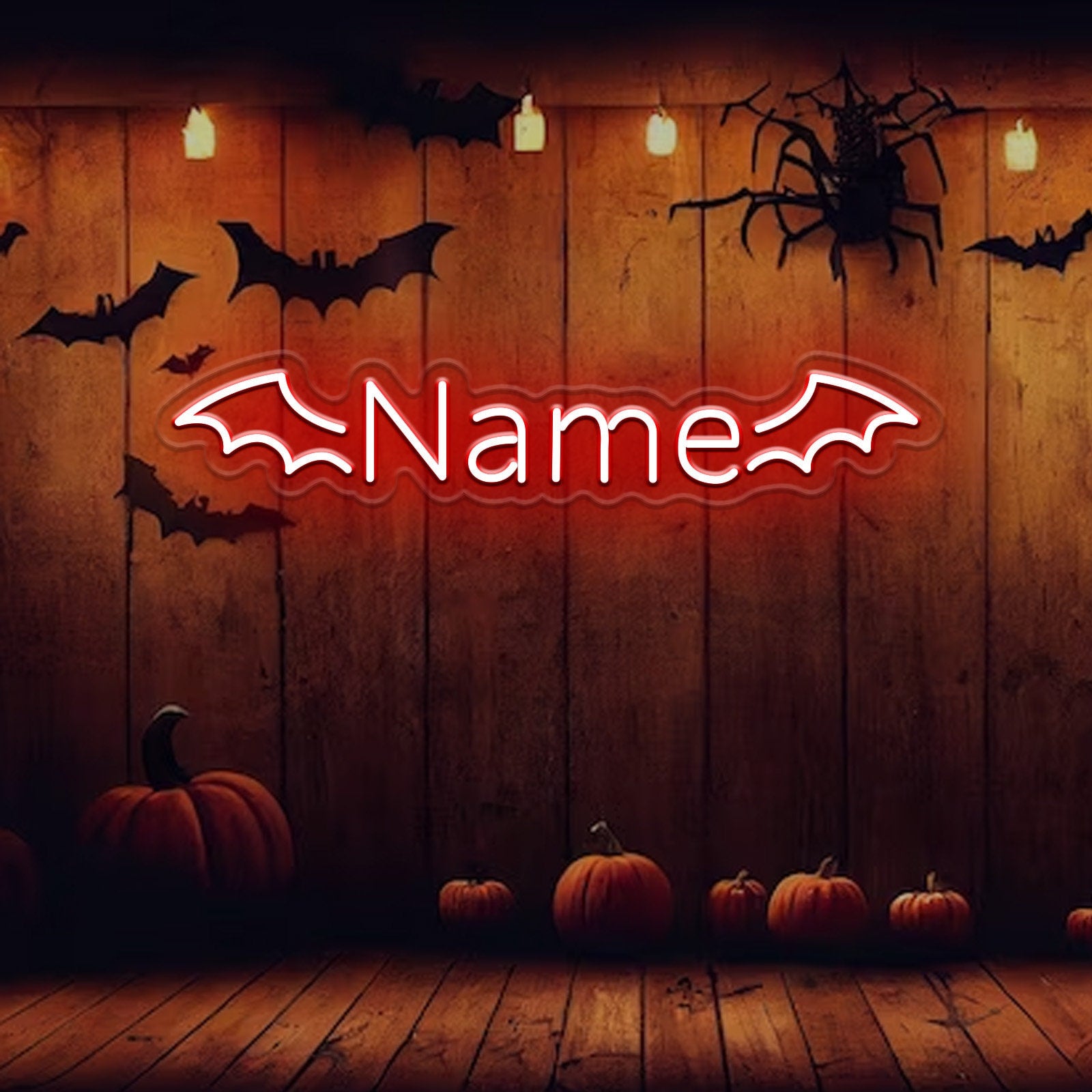 NEONIP-100% Handmade Custom Bat Wing Name Sign Halloween Decor