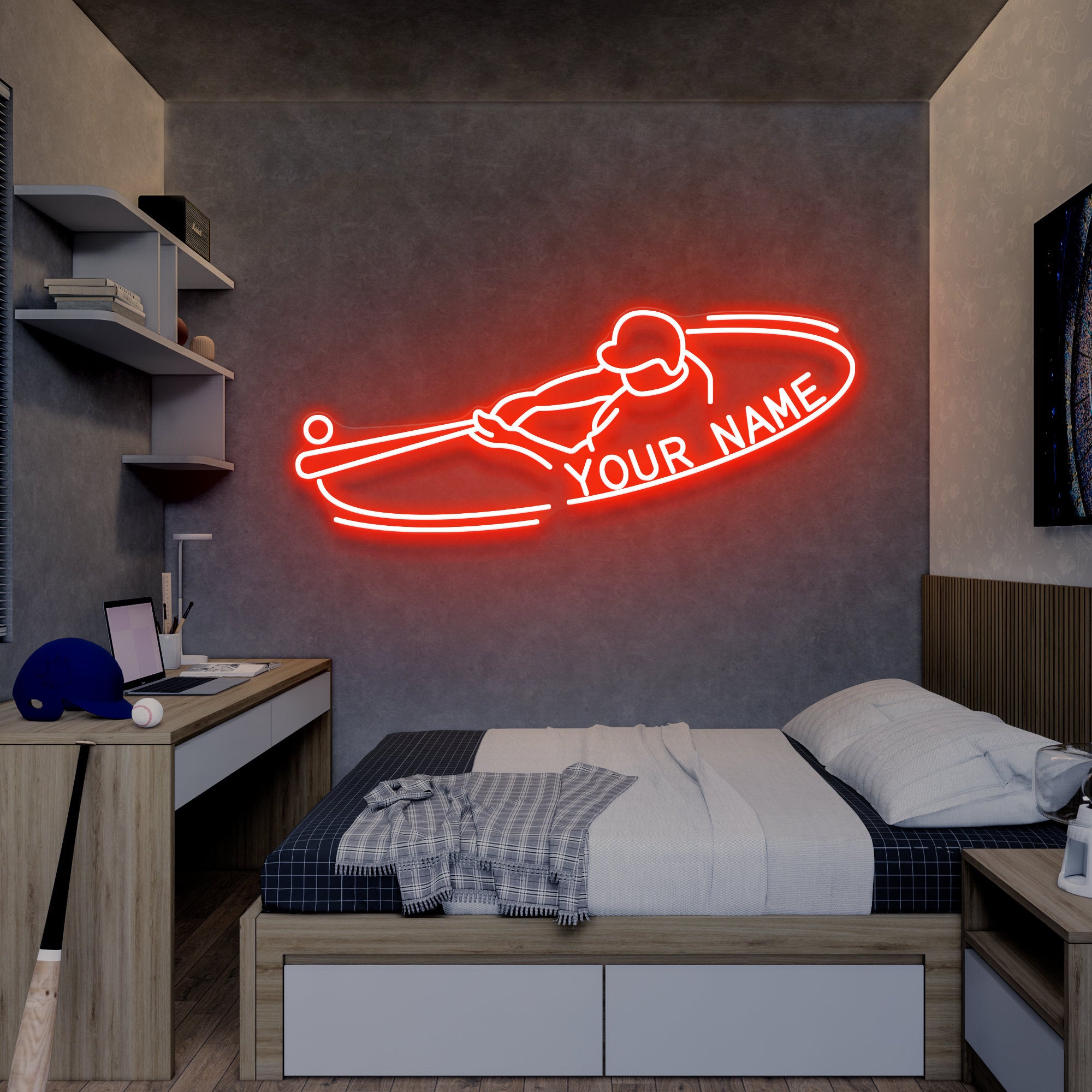 NEONIP-Personalized 100% Handmade Baseball Player LED Neon Sign with You Lovely Kid's Name