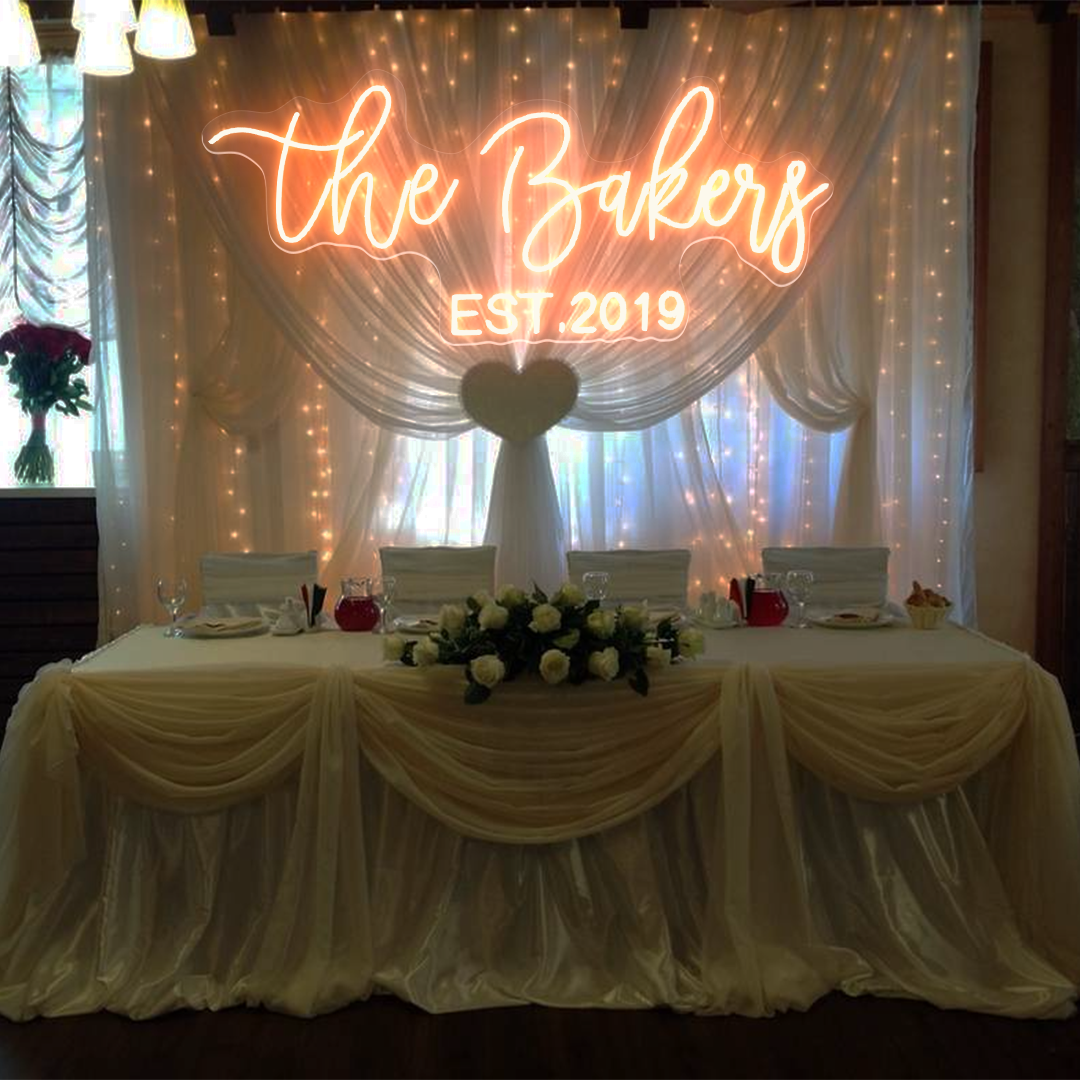 NEONIP-Personalized 100% Handmade Wedding LED Neon Sign with Family Name and EST Date