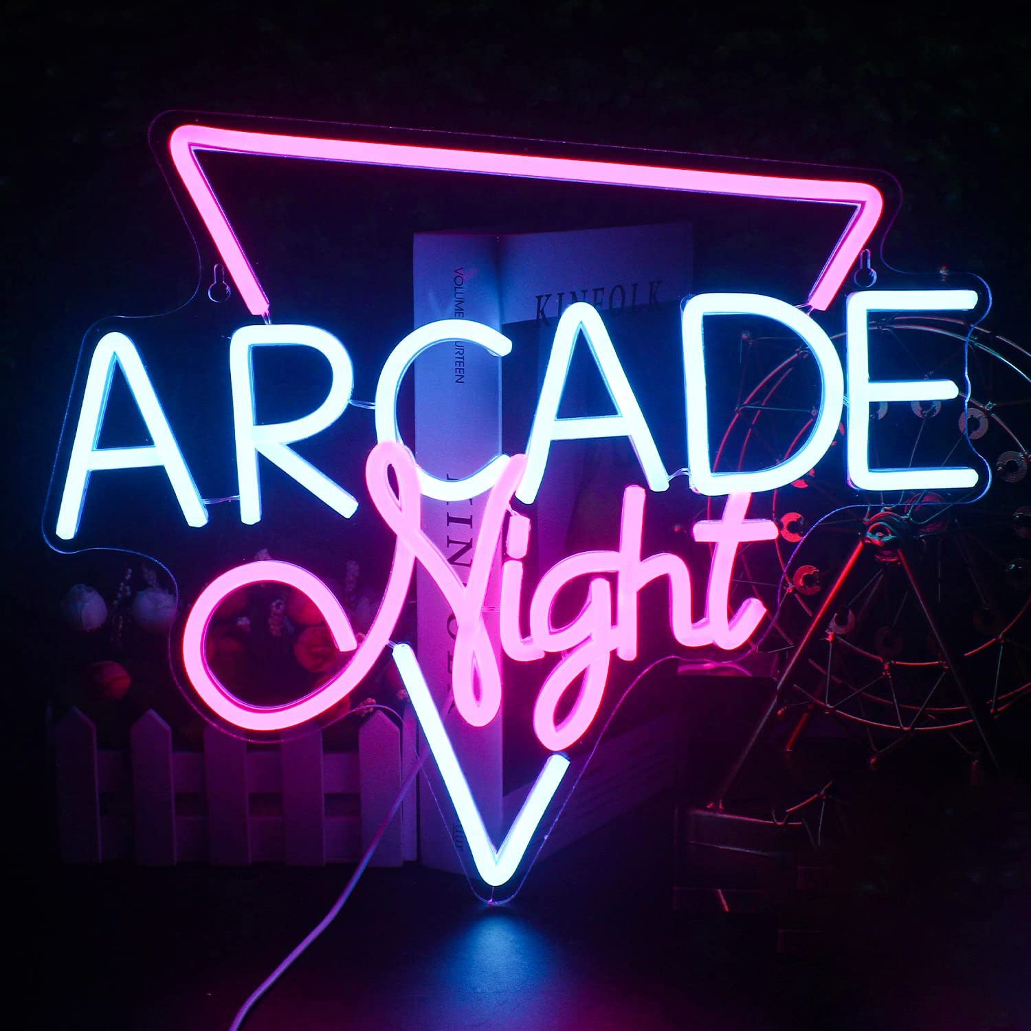 NEONIP-Insegna al neon LED Arcade Night fatta a mano al 100%.