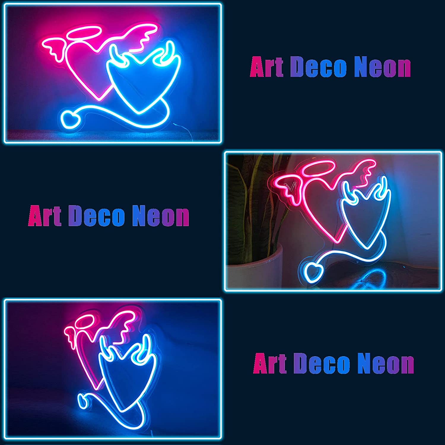 NEONIP-100% Handmade Angel and Devil Hearts LED Neon Light Sign