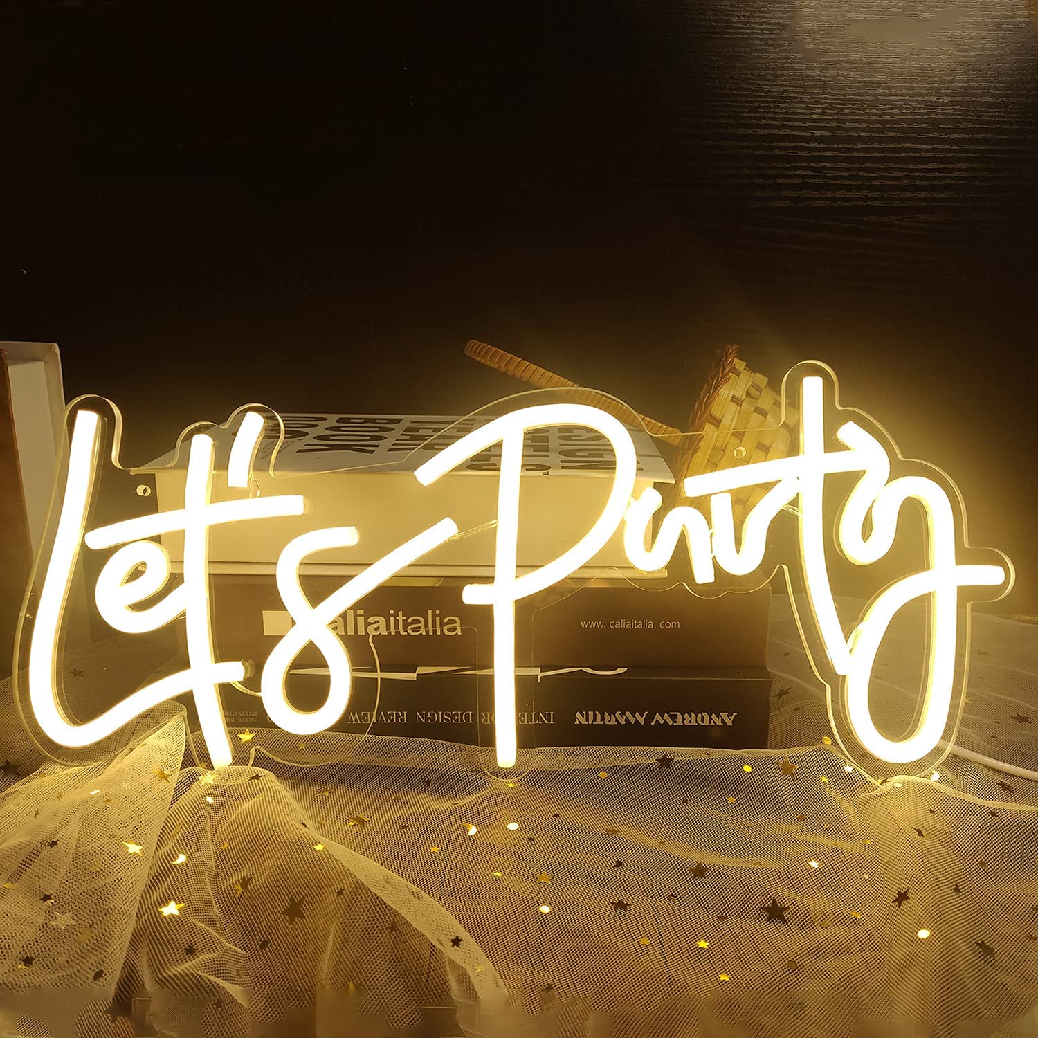 NEONIP-100% fatto a mano Let's Party Insegna luminosa al neon a LED