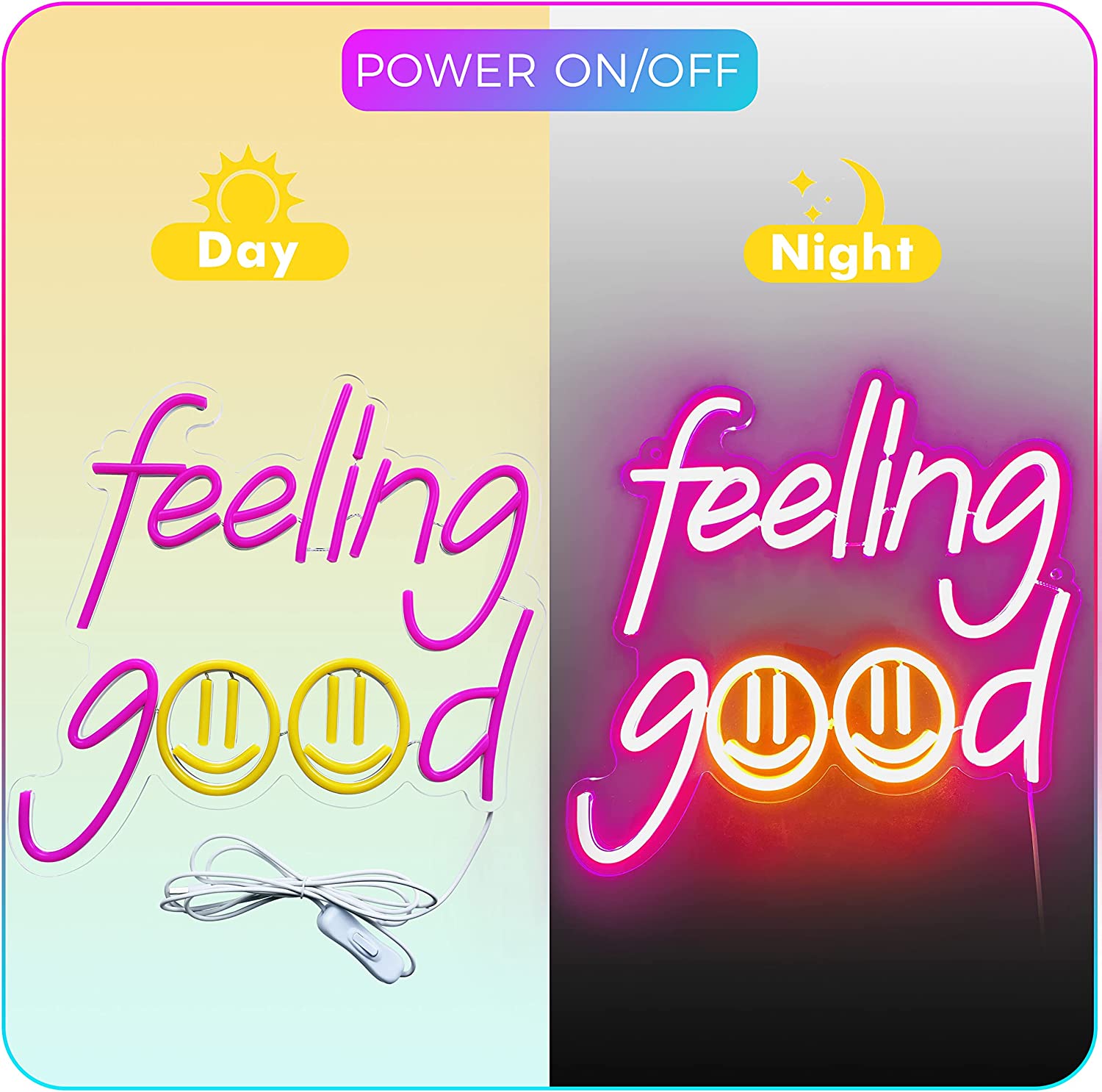 NEONIP-100% Handmade Feeling Good with Smiley Face LED Neon Sign