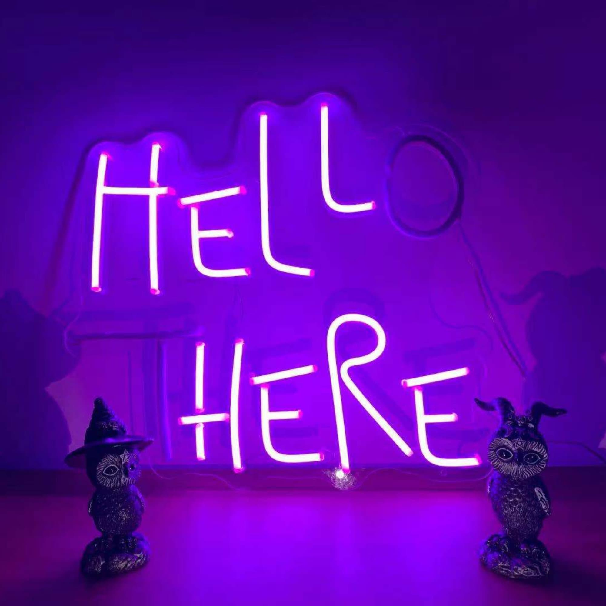 NEONIP-100% Handmade Hello There, Hell Here Neon Sign, Halloween Decor Lights