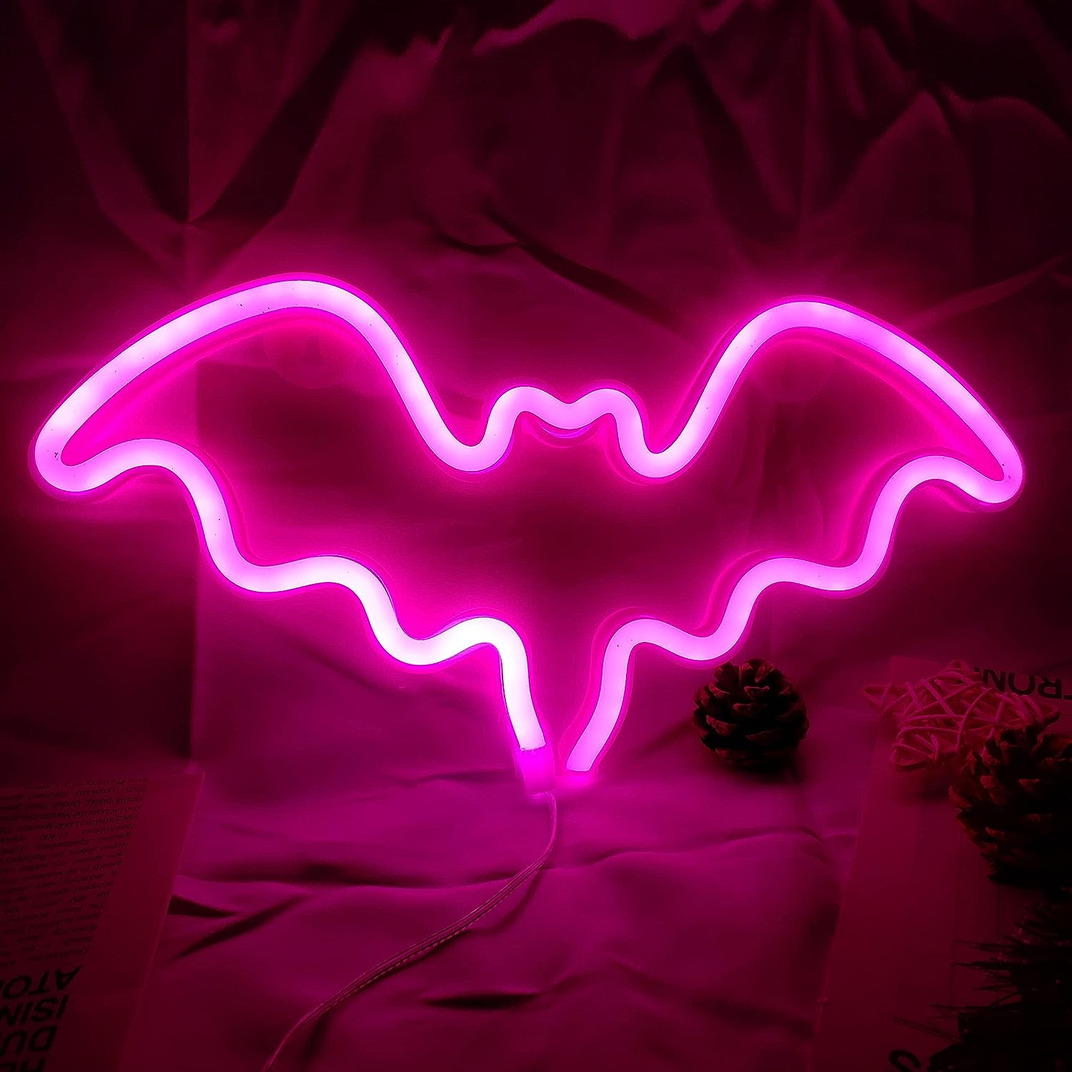 NEONIP-Insegna al neon con pipistrello di Halloween fatta a mano al 100%.