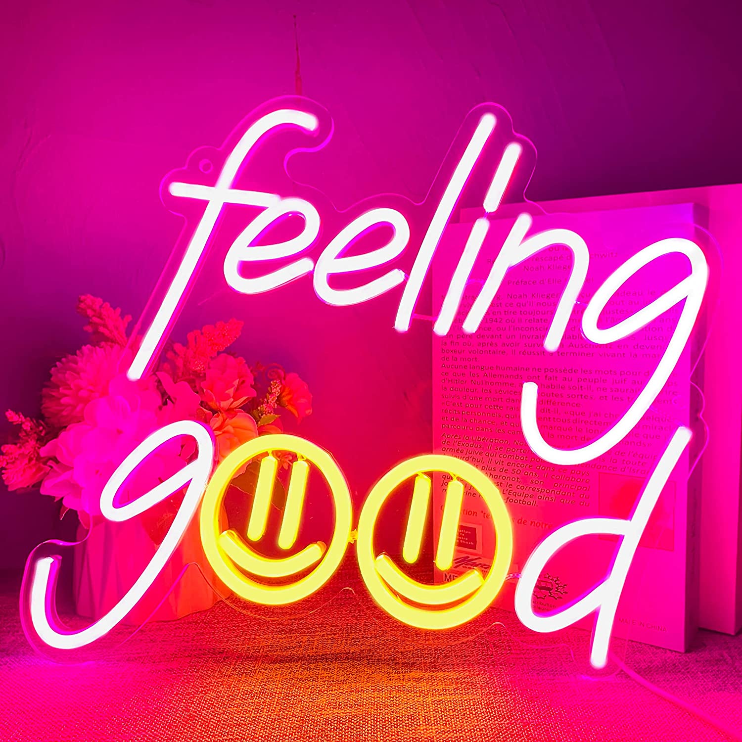 NEONIP: 100% fatto a mano Feel Good con l'insegna al neon LED con faccina sorridente
