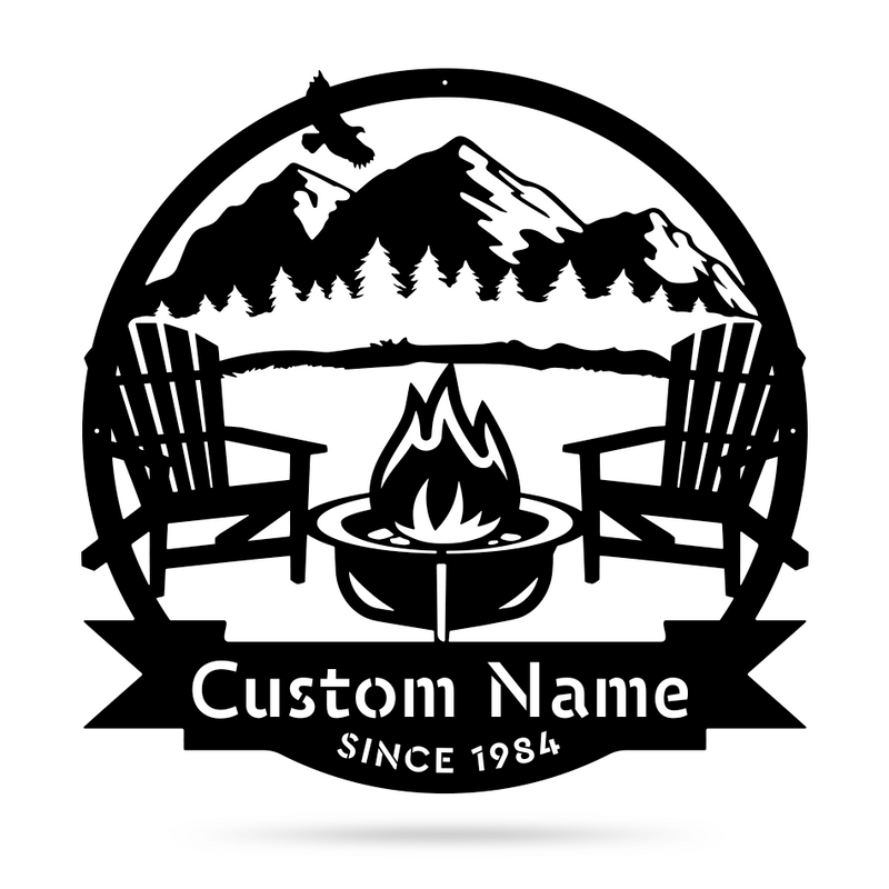 NEONIP-Personalized 100% Handmade Metal Sign Campfire Monogram