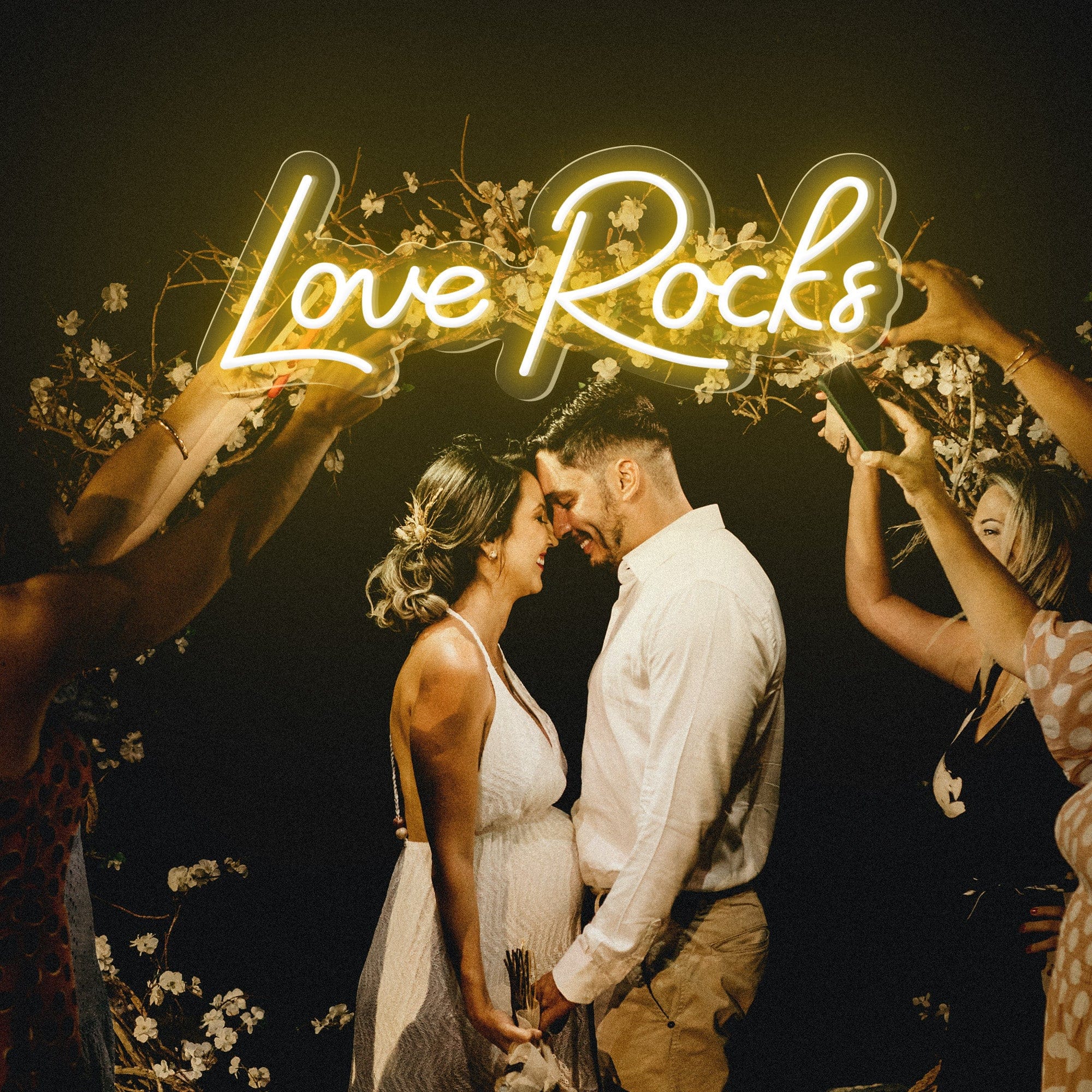 NEONIP-Insegna al neon a LED per matrimonio Love Rocks fatta a mano al 100%.