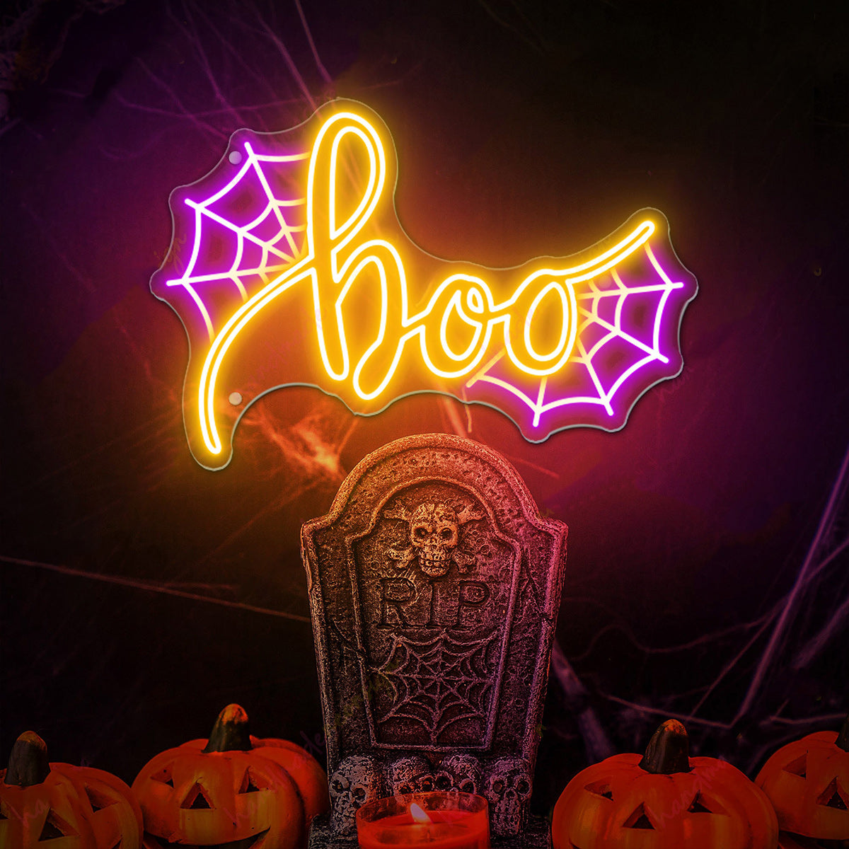 NEONIP-100% Handmade Boo Spider web Neon Sign Halloween Neon Sign