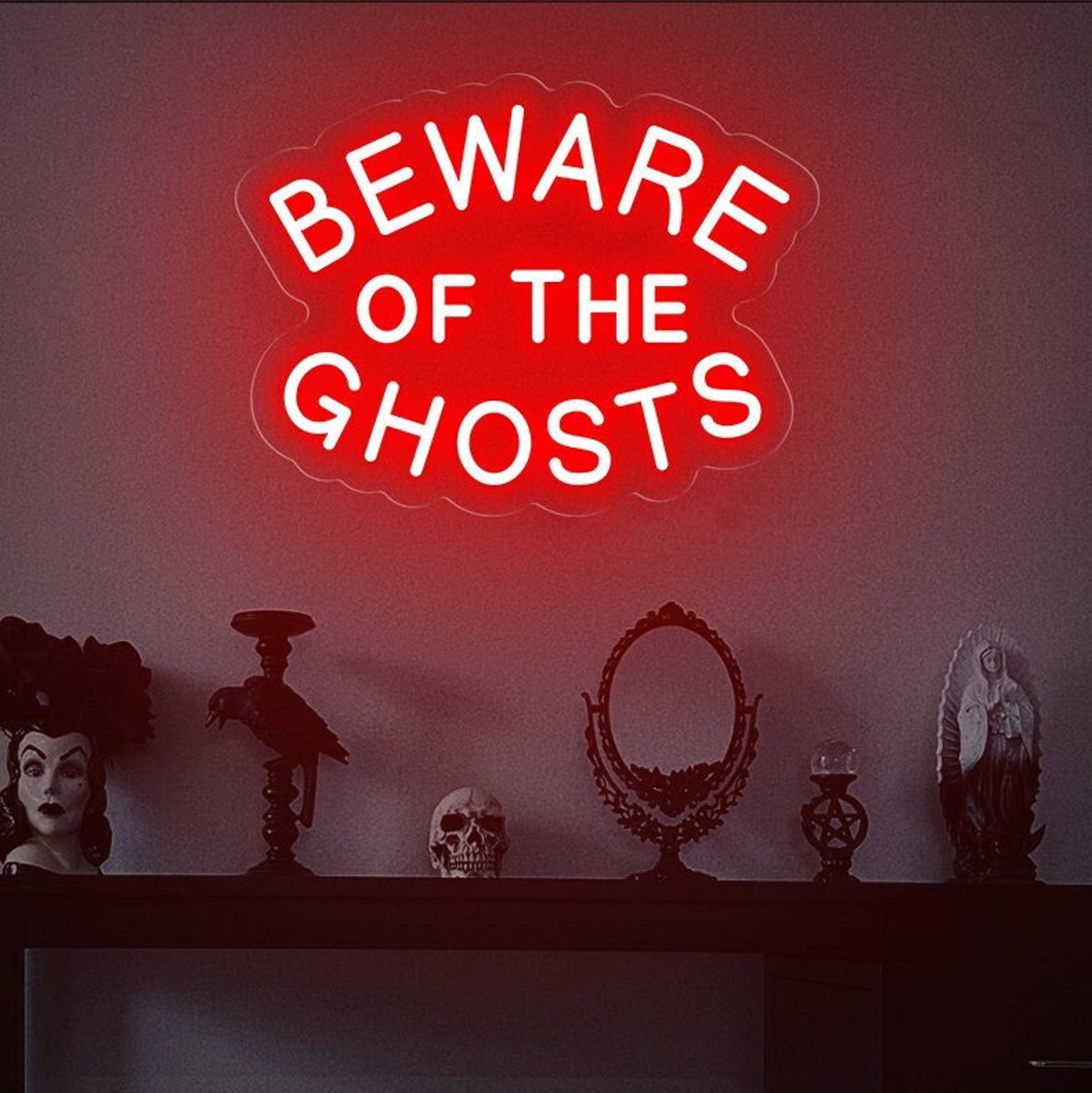 NEONIP-100% Handmade Halloween Beware of the ghosts neon sign Gothic Decor Sign
