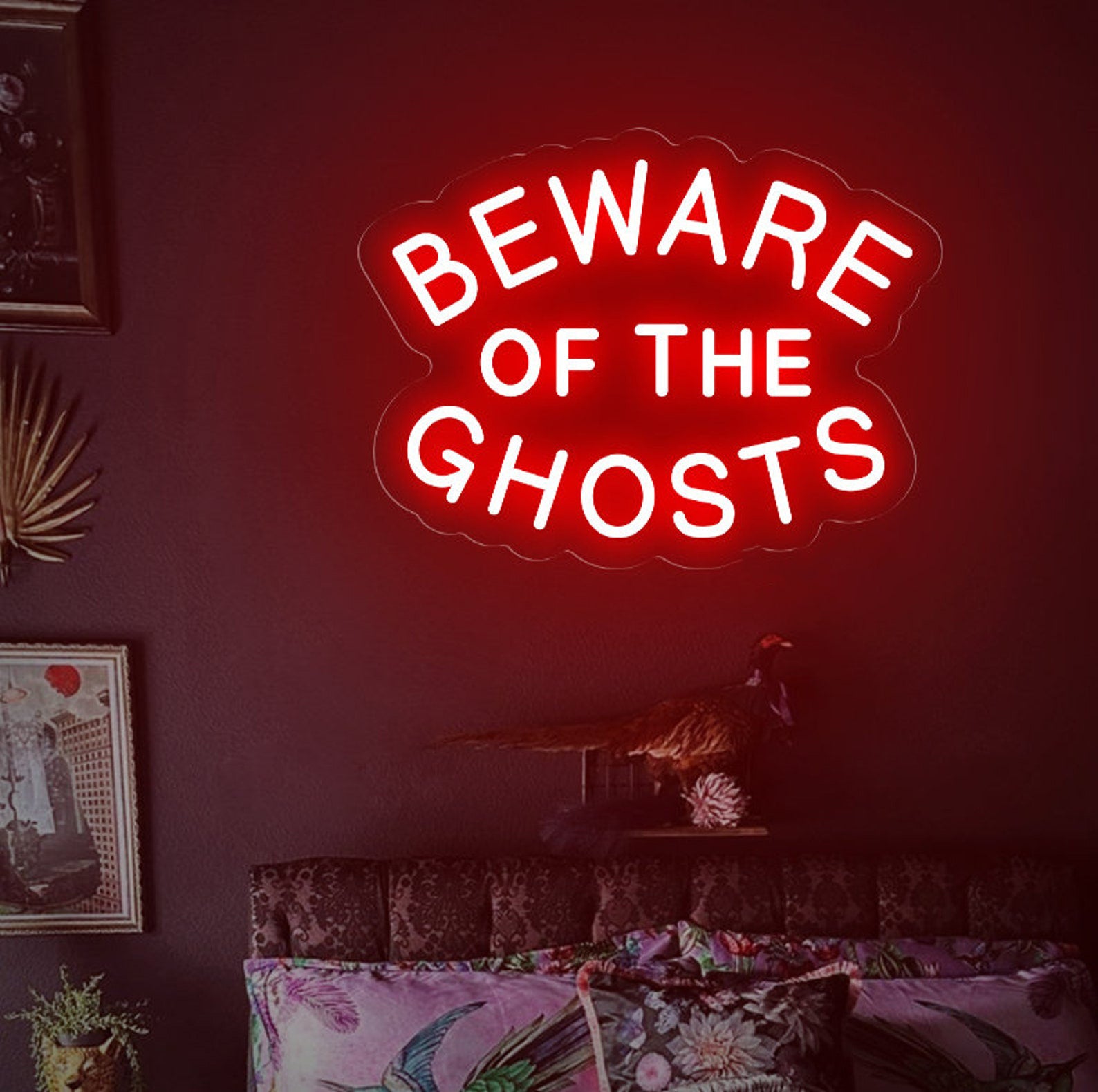 NEONIP-100% Handmade Halloween Beware of the ghosts neon sign Gothic Decor Sign