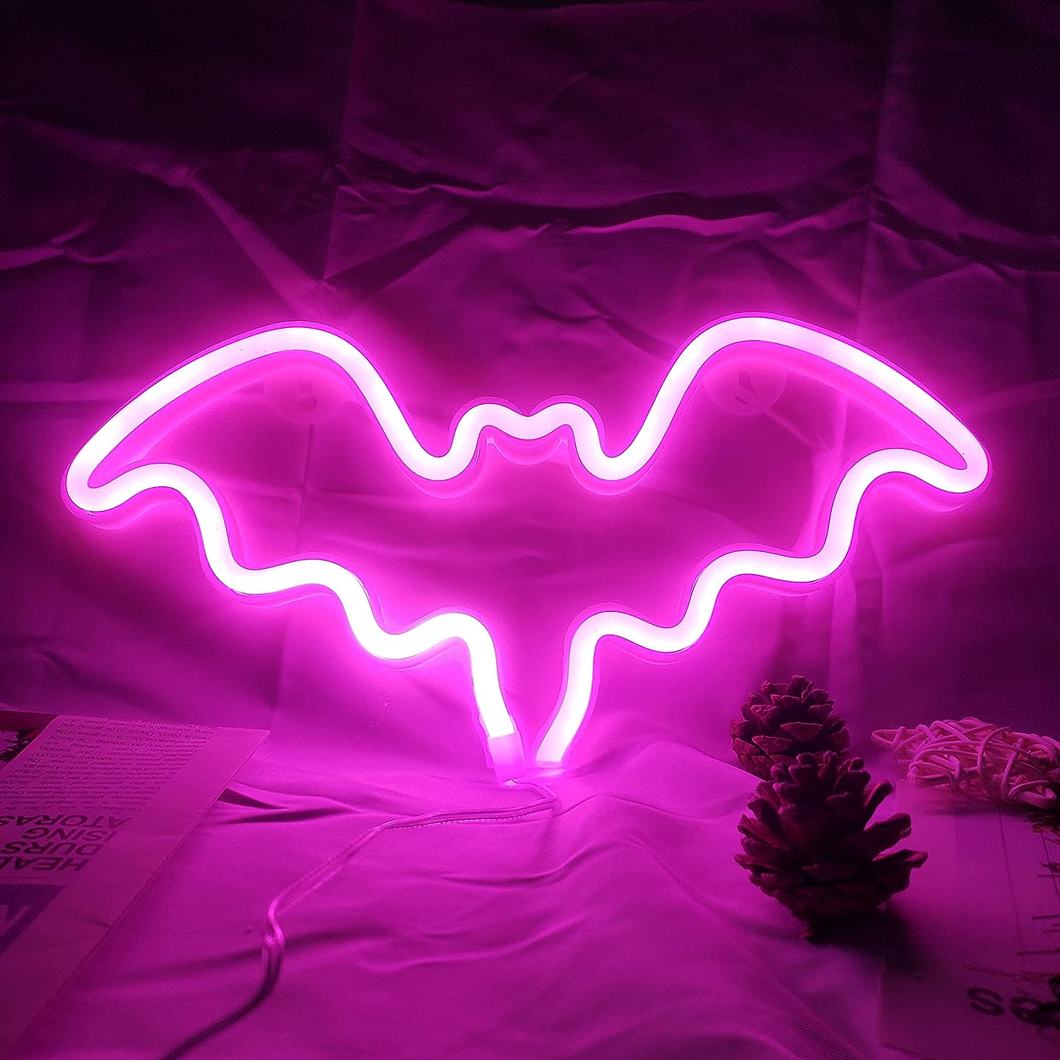 NEONIP-100% Handmade 2 Pack Set Bat and Ghost Halloween Decoration Neon Sign
